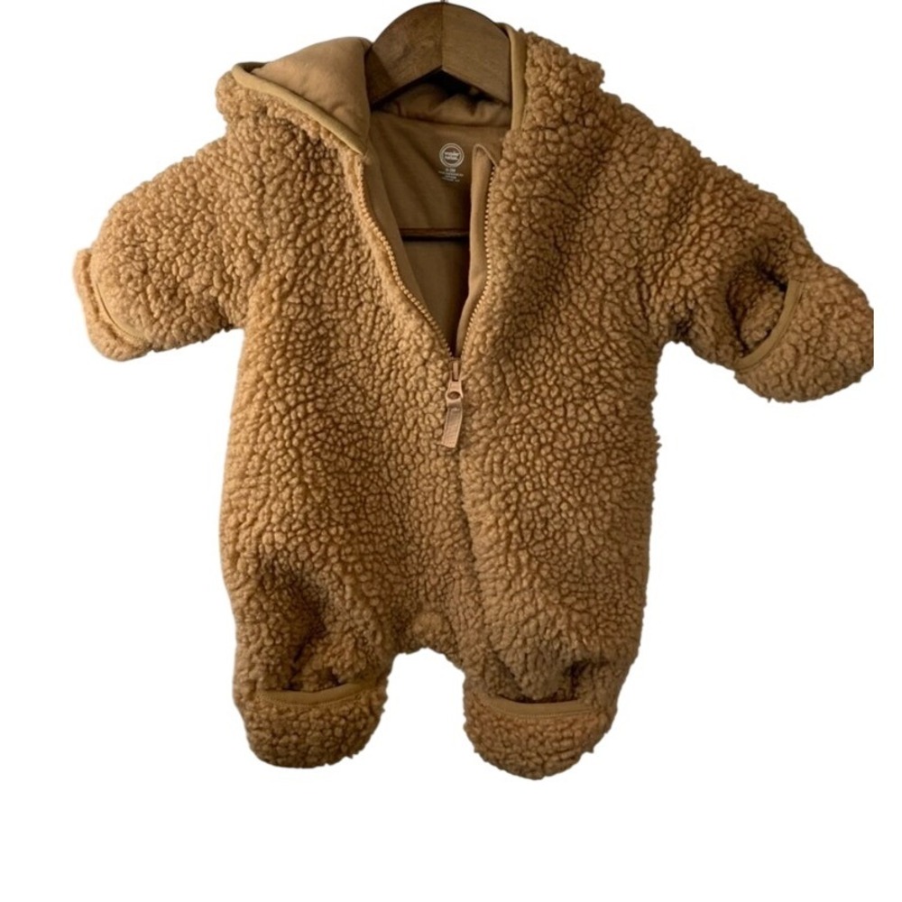 Wonder Nation Adorable Bear Hooded Sherpa Suit Outfit 0-3Mo Romper Jumpsuit